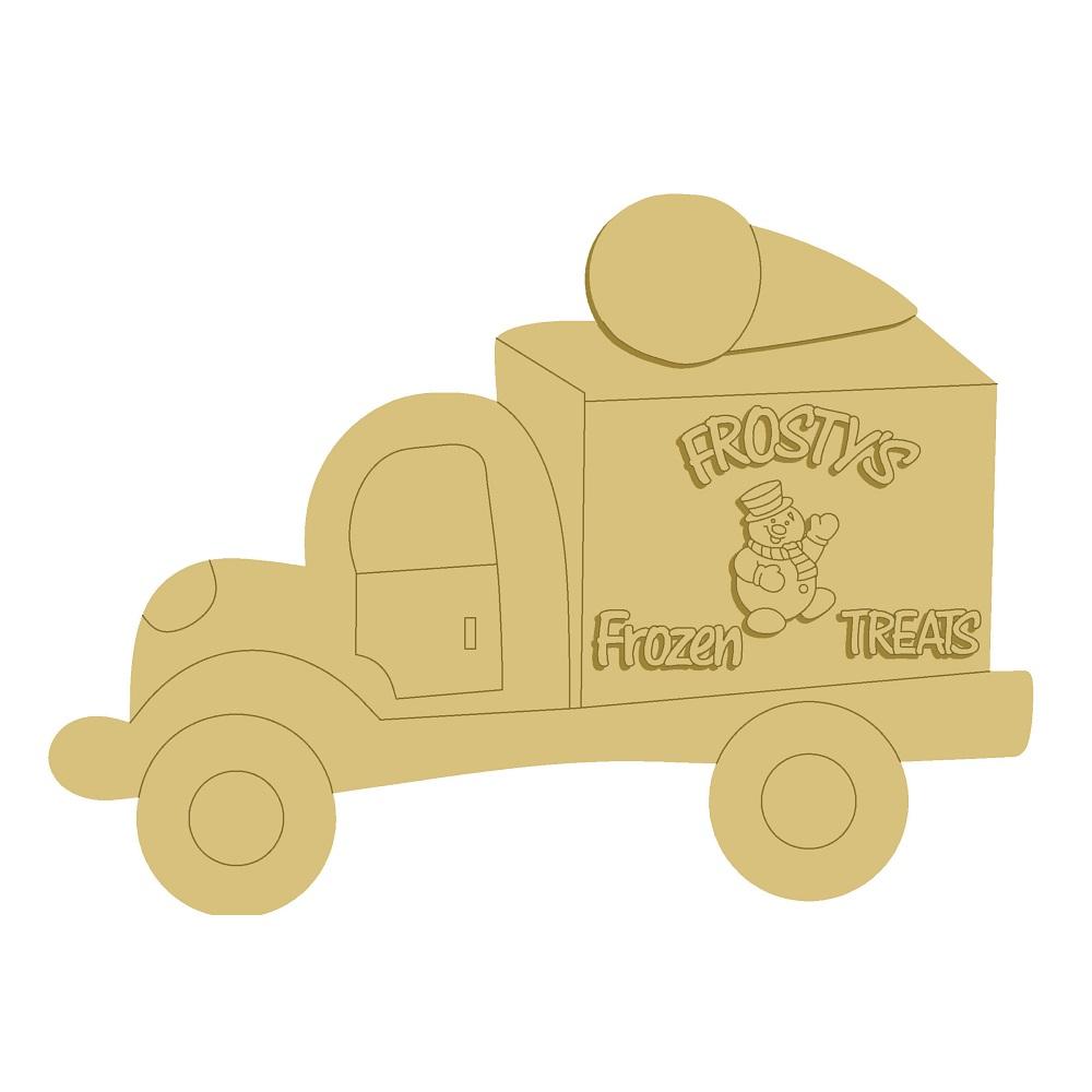 3D Design By Line Truck MDF Cutout Frosty's Frozen Treats Snowman - Unfinished For DIY
