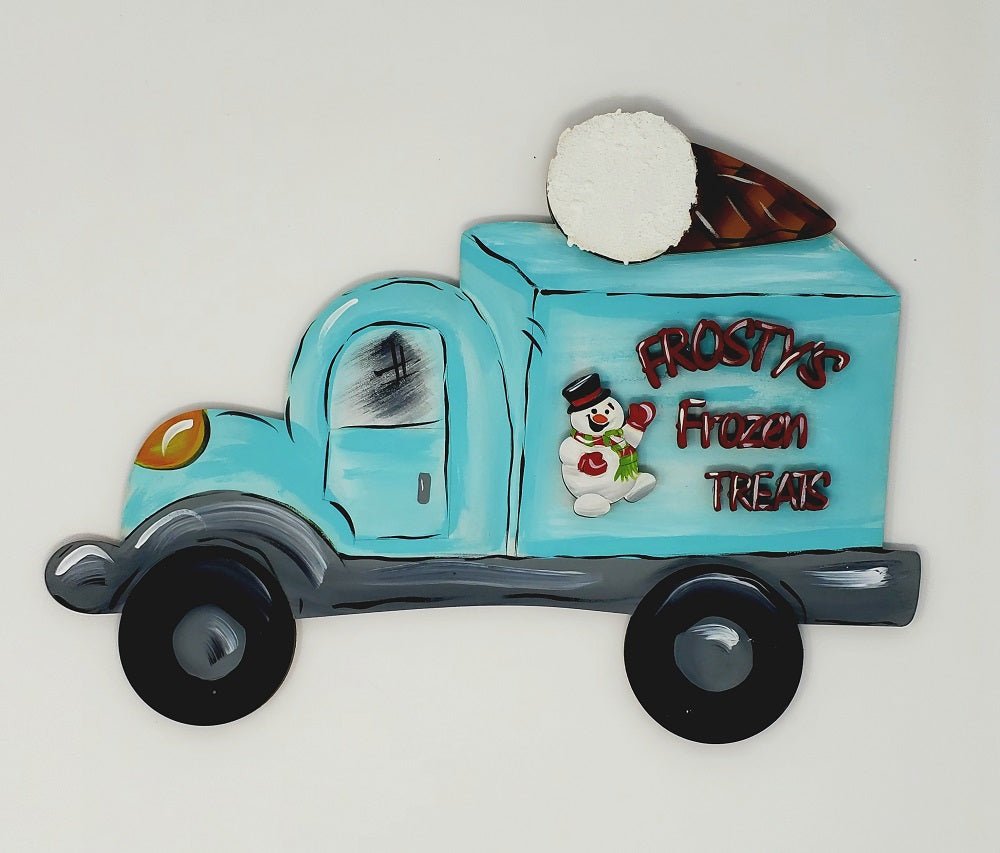 3D Design By Line Truck MDF Cutout Frosty's Frozen Treats Snowman - Unfinished For DIY