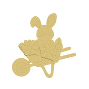 3D Design By Line Garden Bunny MDF Cutout Wheelbarrow With Flowers - Unfinished For DIY