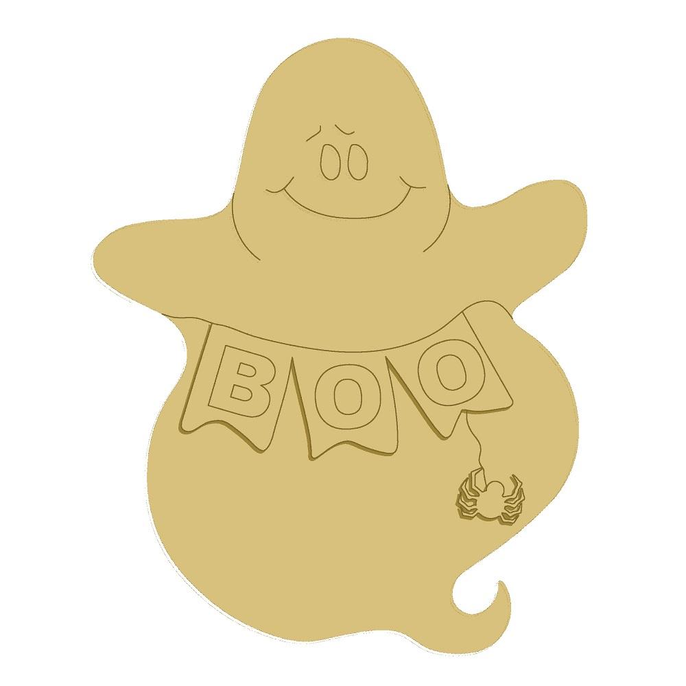 3D Design By Line Ghost MDF Cutout Boo Banner - Unfinished For DIY