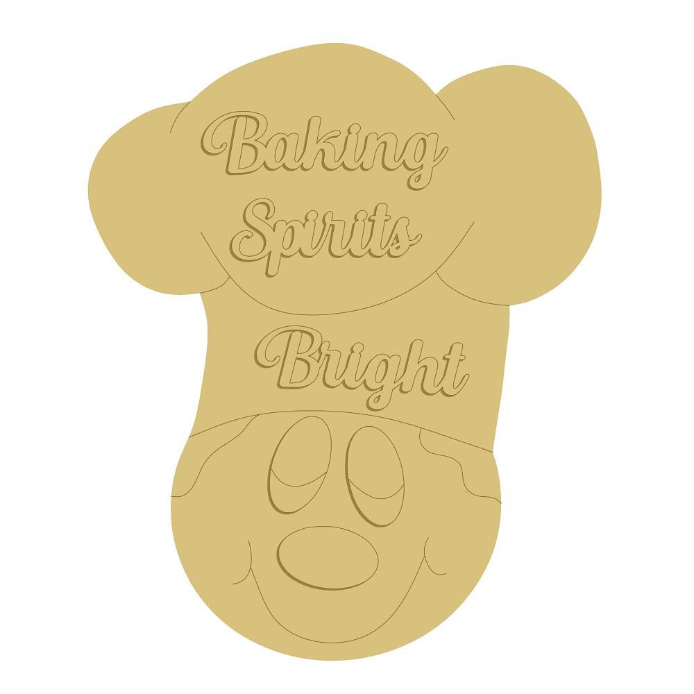 3D Design By Line Gingerbread Head MDF Cutout Baking Sprits Bright - Unfinished For DIY