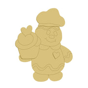 3D Design By Line Gingerbread Man MDF Cutout Chef Hat With Cup And Heart - Unfinished For DIY