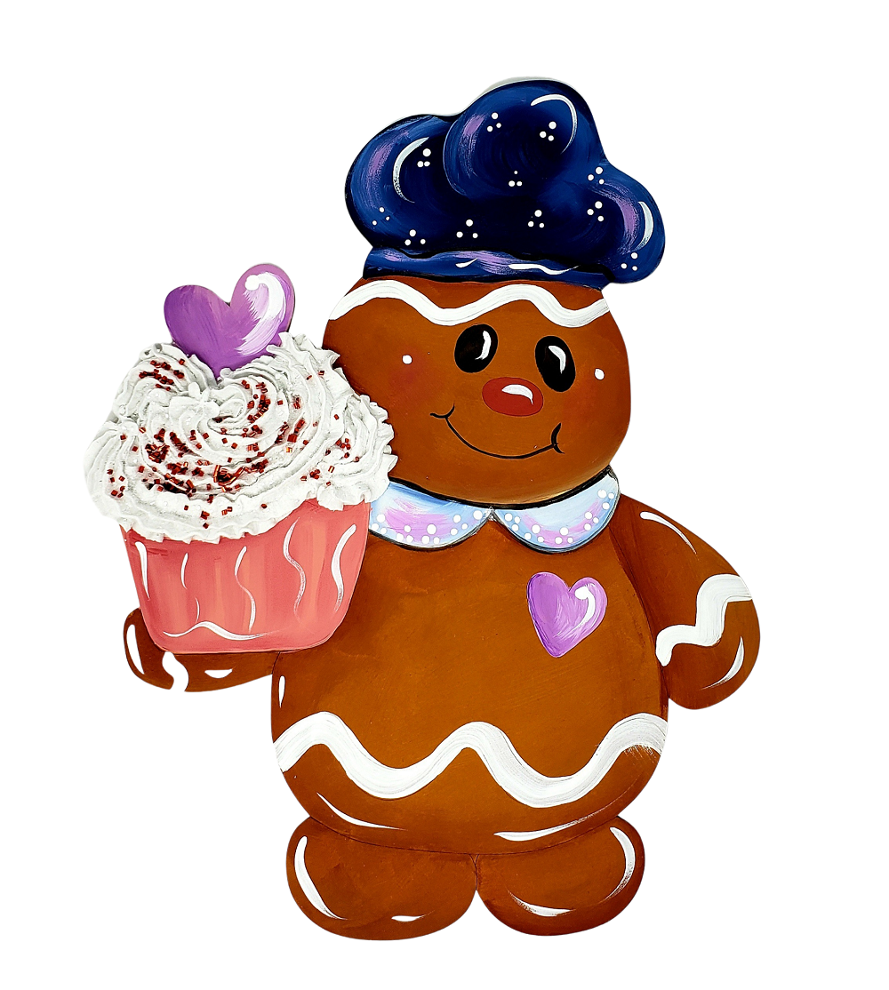 Design By Line Gingerbread Man MDF Cutout Chef Hat With Heart Detail - Unfinished For DIY