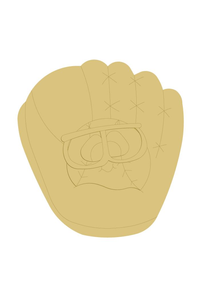 3D Design By Line Baseball Glove MDF Cutout Baseball Glove With Goggles - Unfinished For DIY