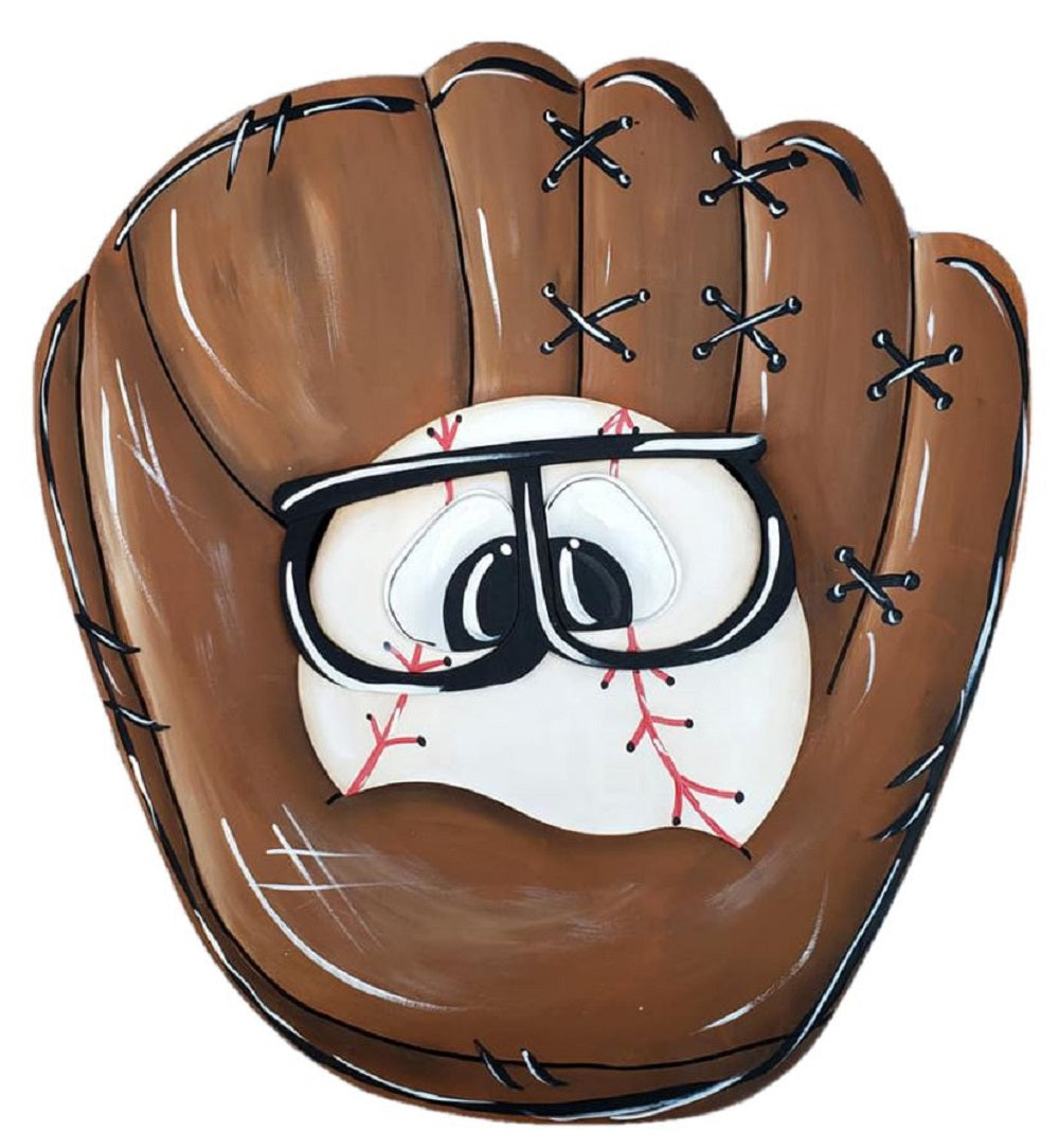 3D Design By Line Baseball Glove MDF Cutout Baseball Glove With Goggles - Unfinished For DIY