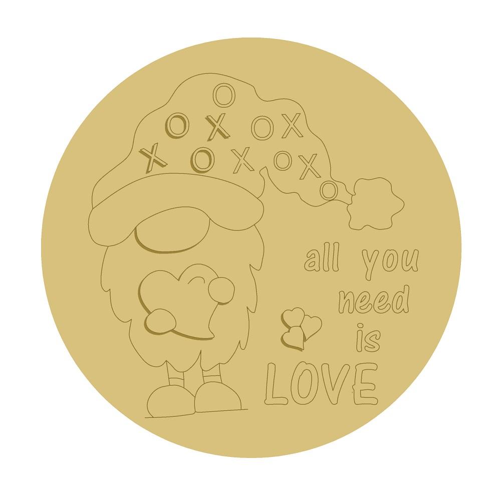 3D Design By Line Round MDF Cutout Lion Wearing Santa Hat With XOX Pattern And All You Need Is Love - Unfinished For DIY