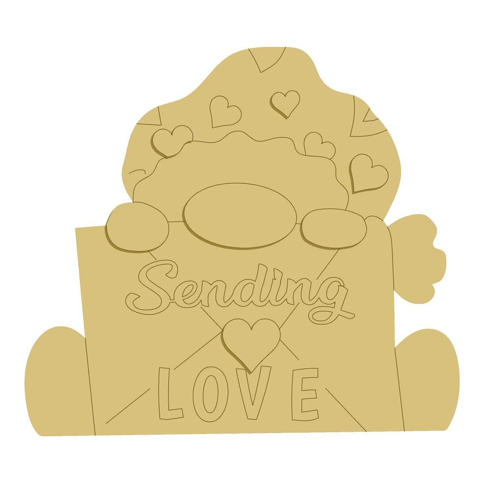 3D Design By Line Gnome MDF Cutout Sending Love - Unfinished For DIY