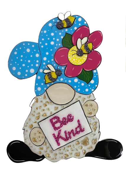 3D Design By Line Gnome MDF Cutout Bee Kind Sign - Unfinished For DIY