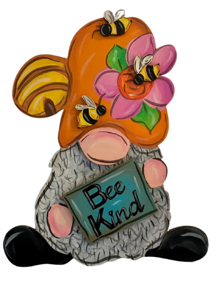 Design By Line Gnome MDF Cutout Bee Kind Sign With Flowers - Unfinished For DIY