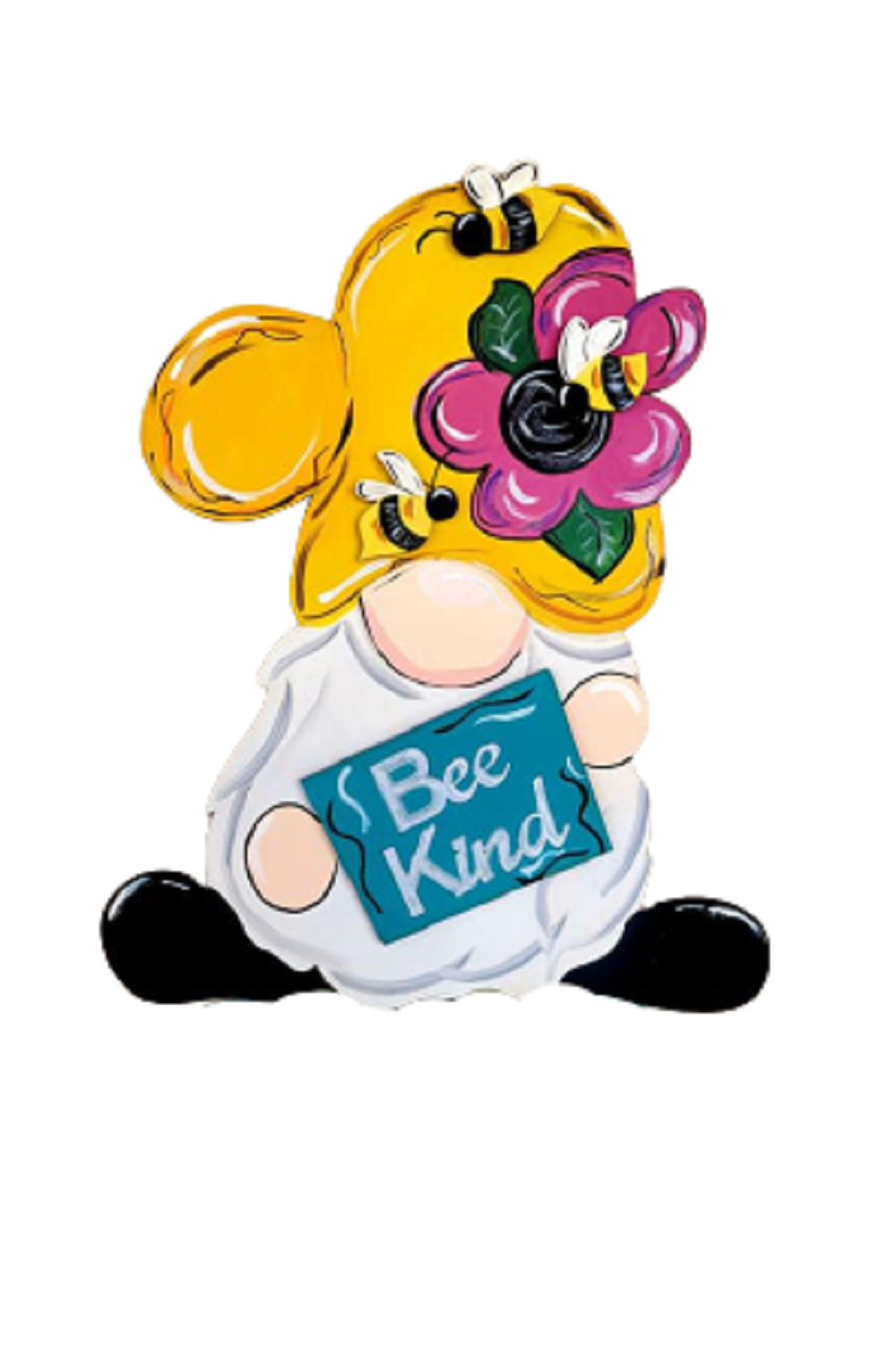 Design By Line Gnome MDF Cutout Bee Kind Sign With Flowers - Unfinished For DIY