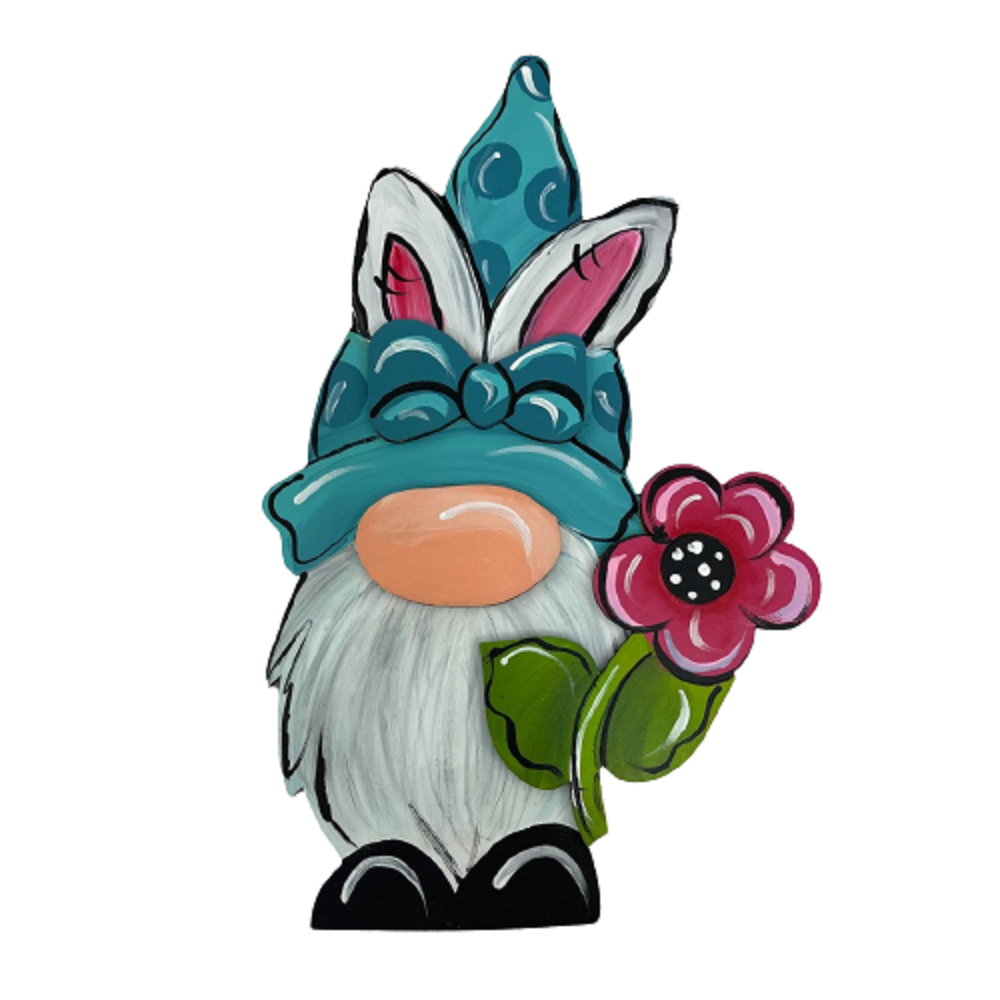 3D Design By Line Rabbit Gnome MDF Cutout Bow And Flower - Unfinished For DIY