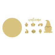 3D Design By Line Circle MDF Cutout Welcome Gnome Interchangeable - Unfinished For DIY