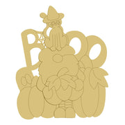3D Design By Line Gnome MDF Cutout On Pumpkin BOO Halloween Scene - Unfinished For DIY