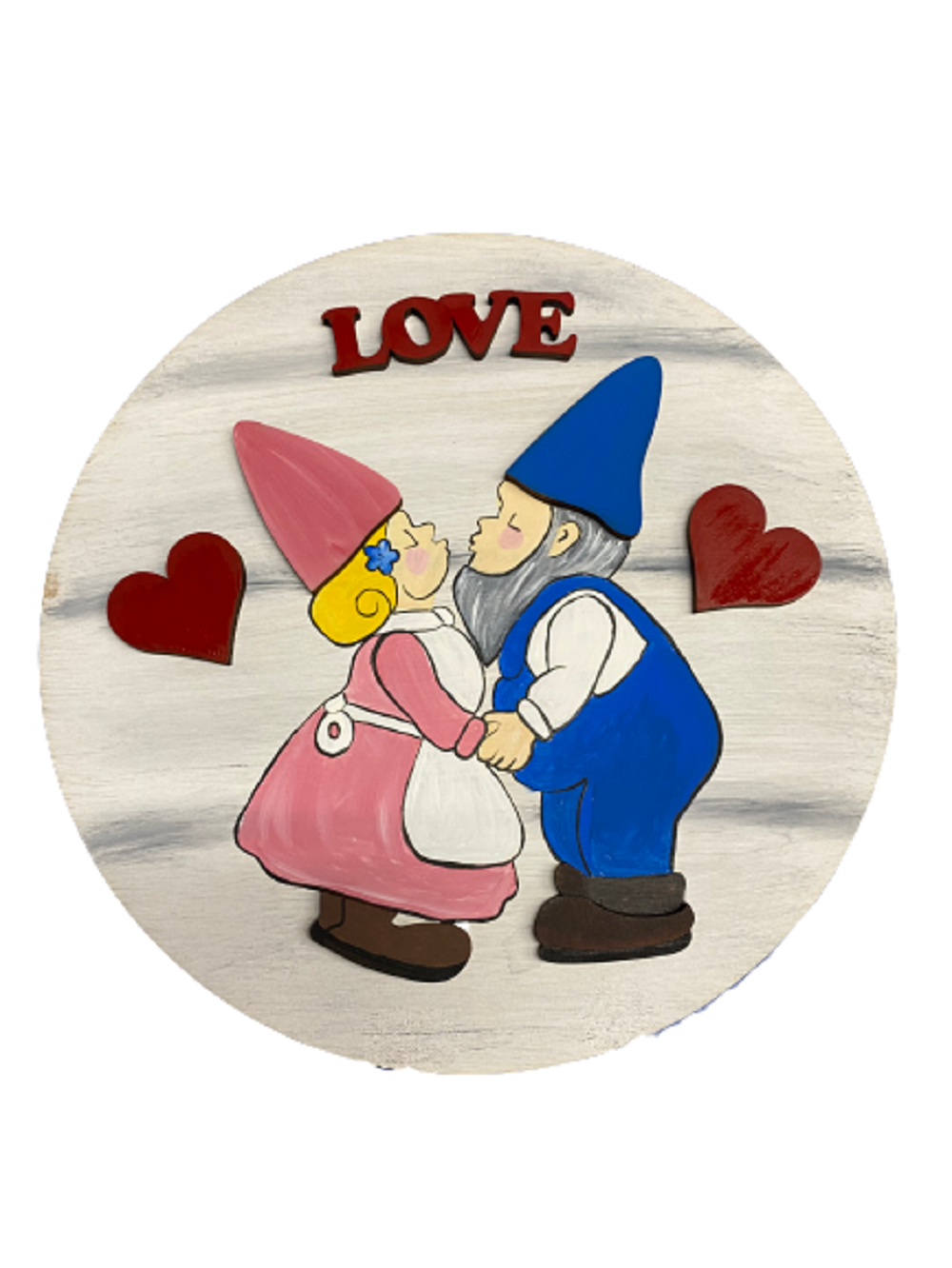 Design By Line Round MDF Cutout Love Gnomes With Hearts - Unfinished For DIY