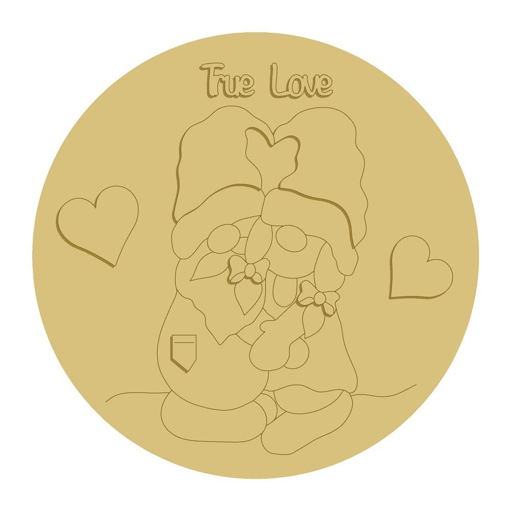 3D Round MDF Cutout True Love Gnomes - Unfinished For DIY