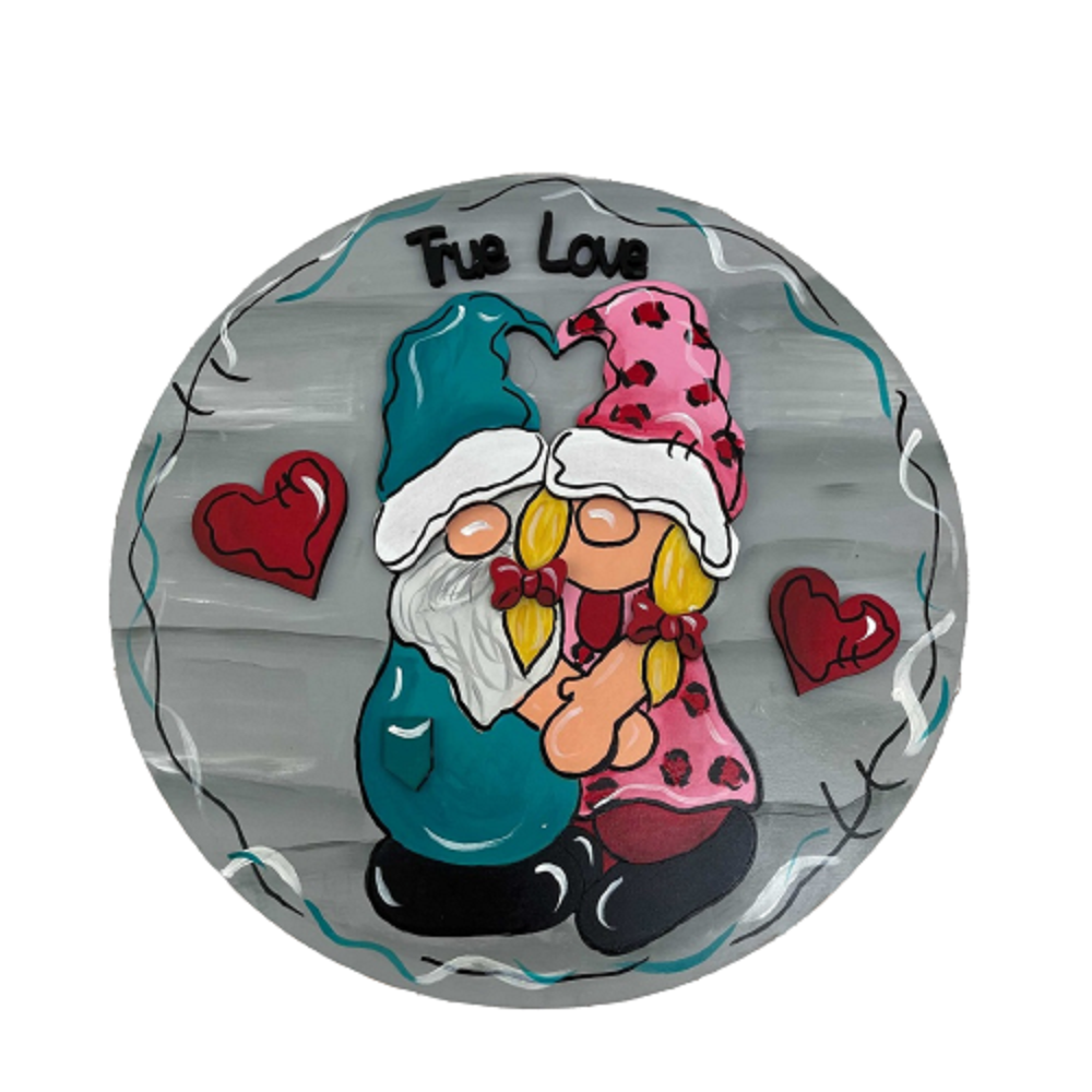 3D Round MDF Cutout True Love Gnomes - Unfinished For DIY