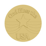 3D Design By Line Round MDF Cutout God Bless the USA Star And Stripes - Unfinished For DIY