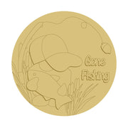 3D Design By Line Round MDF Cutout Gone Fishing - Unfinished For DIY