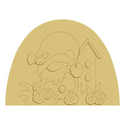 3D Design By Line Half Oval MDF Cutout Gnome With Birdhouse And Roses - Unfinished For DIY