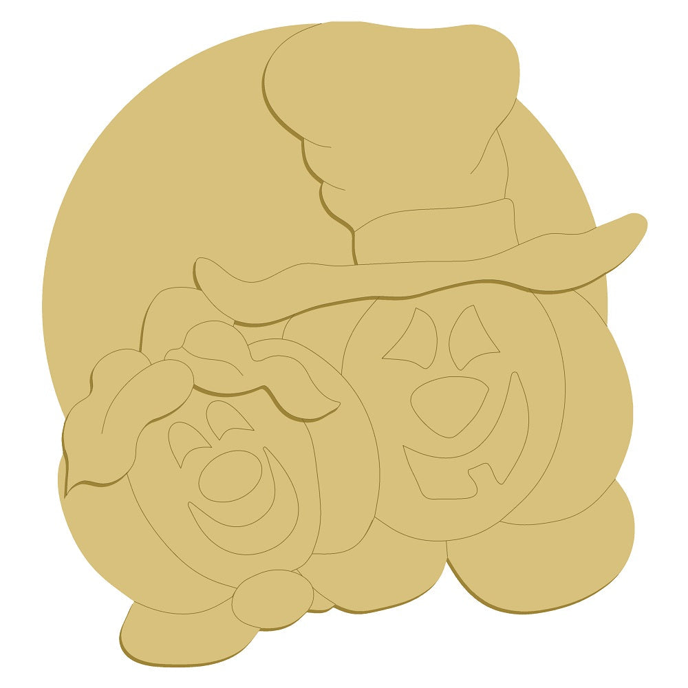 3D Design By Line Scarecrow And Pumpkin MDF Cutout Halloween Decor - Unfinished For DIY