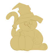 3D Design By Line Cat MDF Cutout With Pumpkin And Witch Hat - Unfinished For DIY