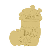 3D Design By Line Drink Cup MDF Cutout With Happy Fall Script - Unfinished For DIY