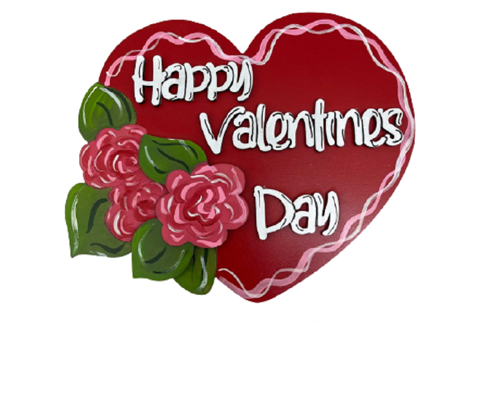 3D Design By Line Heart MDF Cutout Happy Valentines Day - Unfinished For DIY