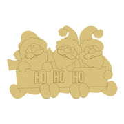 3D Santas MDF Cutout With HO HO HO - Unfinished For DIY
