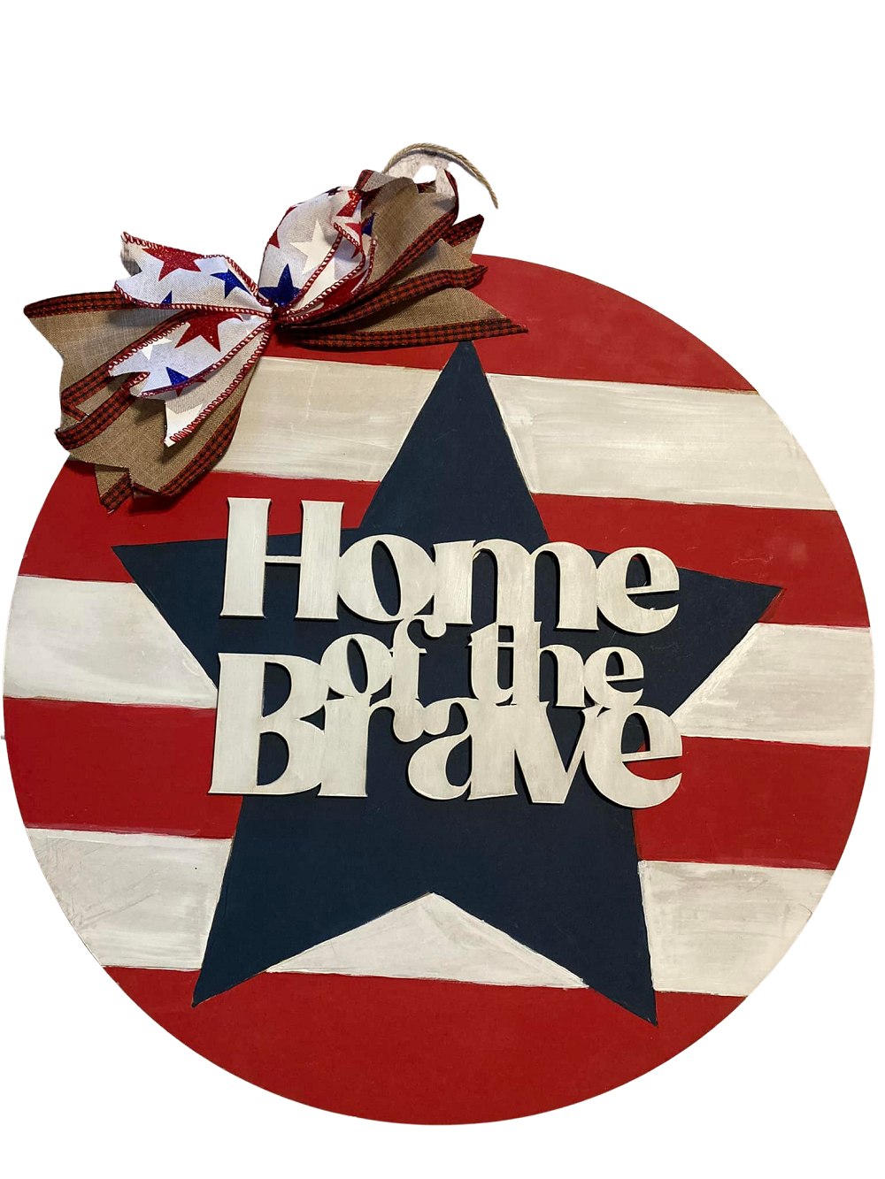 Design By Line Round MDF Cutout Star Home Of The Brave - Unfinished For DIY