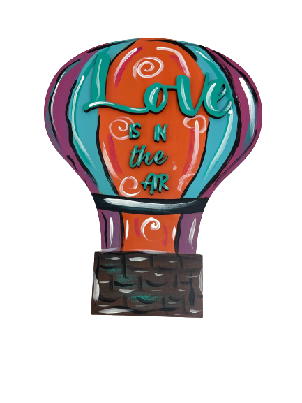 3D Design By Line Hot Air Balloon MDF Cutout Love Is In The Air - Unfinished For DIY