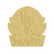 3D Design By Line MDF Cutout He Is Risen Easter Floral - Unfinished For DIY
