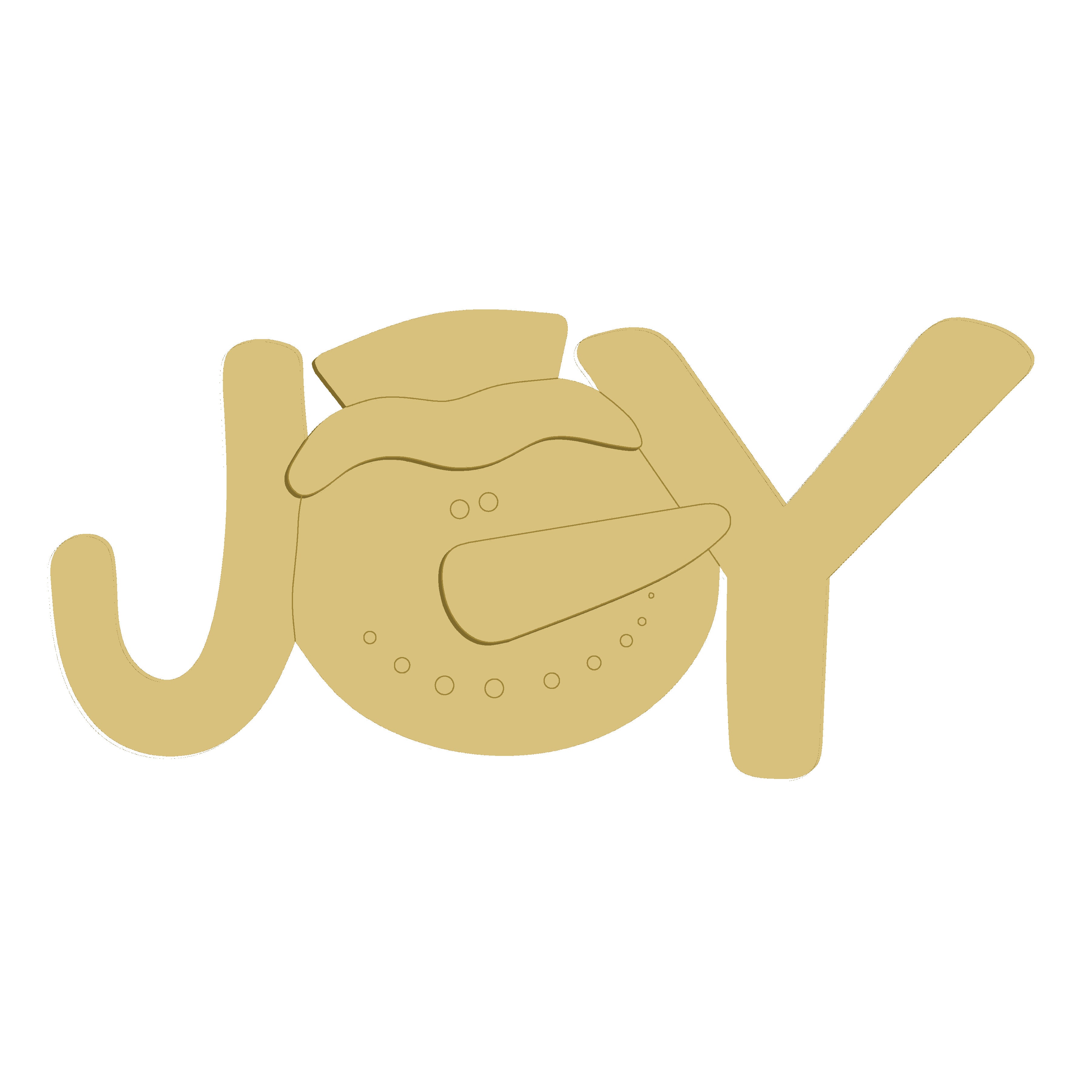 3D Design By Line Joy Sign MDF Cutout Snowman Inside Letters - Unfinished For DIY