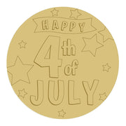 3D Round MDF Cutout Happy 4th Of July - Unfinished For DIY