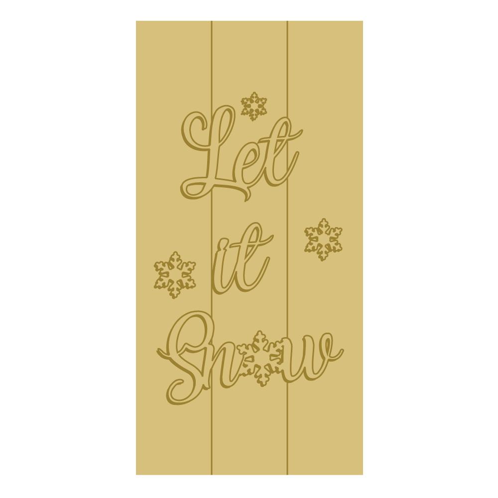 3D Design By Line Rectangle MDF Cutout Let It Snow Snowflakes - Unfinished For DIY