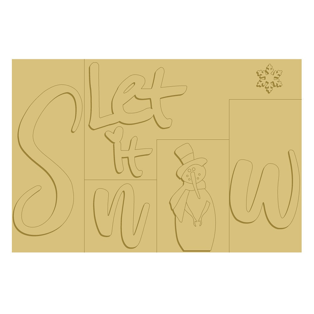 3D Design By Line Rectangle MDF Cutout Let It Snow - Unfinished For DIY