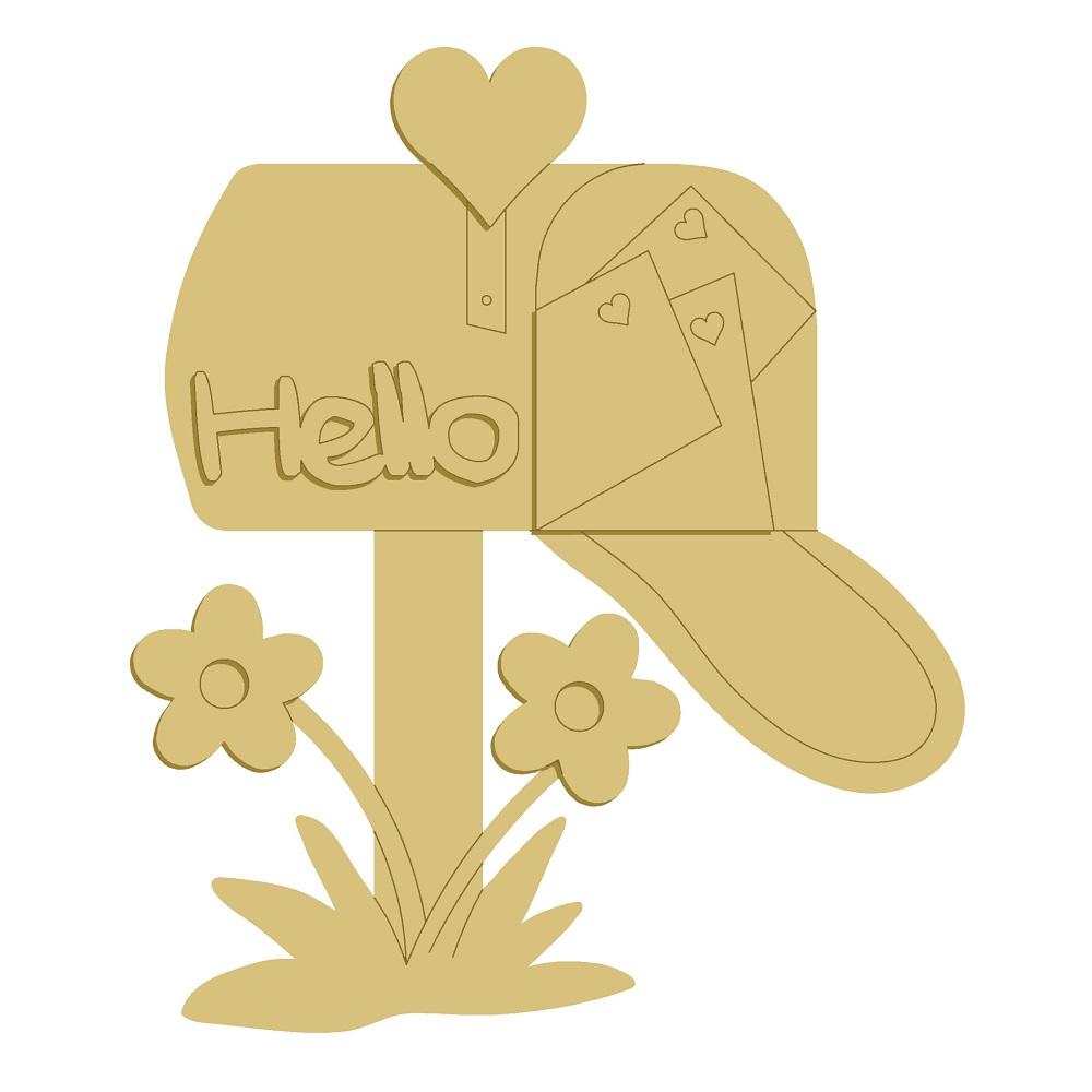 3D Design By Line Mailbox MDF Cutout Hello - Unfinished For DIY