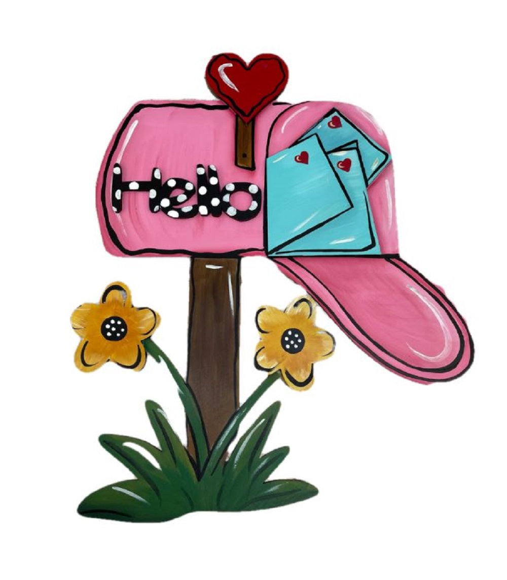 Design By Line Mailbox MDF Cutout Hello And Heart Cards - Unfinished For DIY