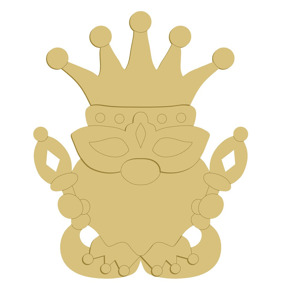 3D Design By Line Mask MDF Cutout Mardi Gras King Mask - Unfinished For DIY