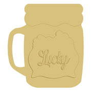 3D Design By Line Mug MDF Cutout Lucky - Unfinished For DIY