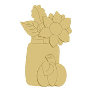 3D Design By Line Mason Jar MDF Cutout Autumn Floral Bouquet With Pumpkins - Unfinished For DIY