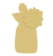 3D Design By Line Mason Jar MDF Cutout Flower Bouquet - Unfinished For DIY