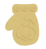 3D Design By Line Mitten MDF Cutout Ho Ho Ho Santa Illustration - Unfinished For DIY
