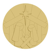 3D Design By Line Round MDF Cutout Nativity Scene With Star - Unfinished For DIY