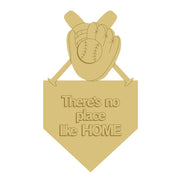 3D Design By Line Pennant MDF Cutout Baseball Glove With Ball There's No Place Like HOME - Unfinished For DIY