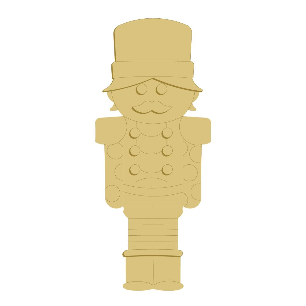 3D Design By Line Nutcracker MDF Cutout Traditional Soldier With Top Hat And Epaulets - Unfinished For DIY