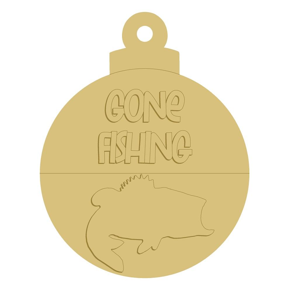3D Design By Line Ornament MDF Cutout Gone Fishing - Unfinished For DIY