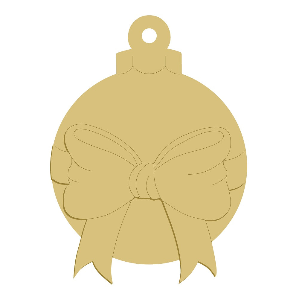 3D Ornament MDF Cutout Christmas Ornament With Bow - Unfinished For DIY