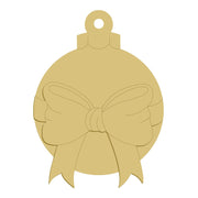 3D Ornament MDF Cutout Christmas Ornament With Bow - Unfinished For DIY