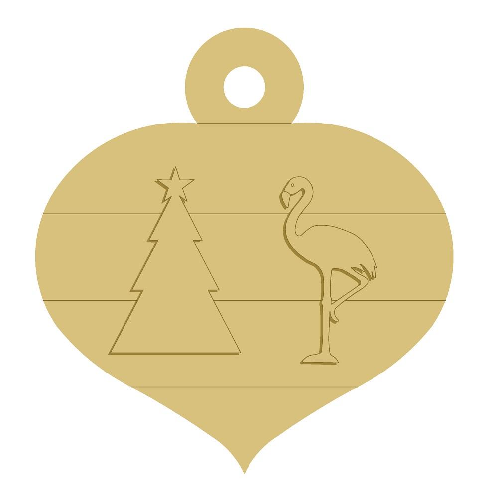 3D Design By Line Ornament MDF Cutout Flamingo And Christmas Tree Silhouette - Unfinished For DIY