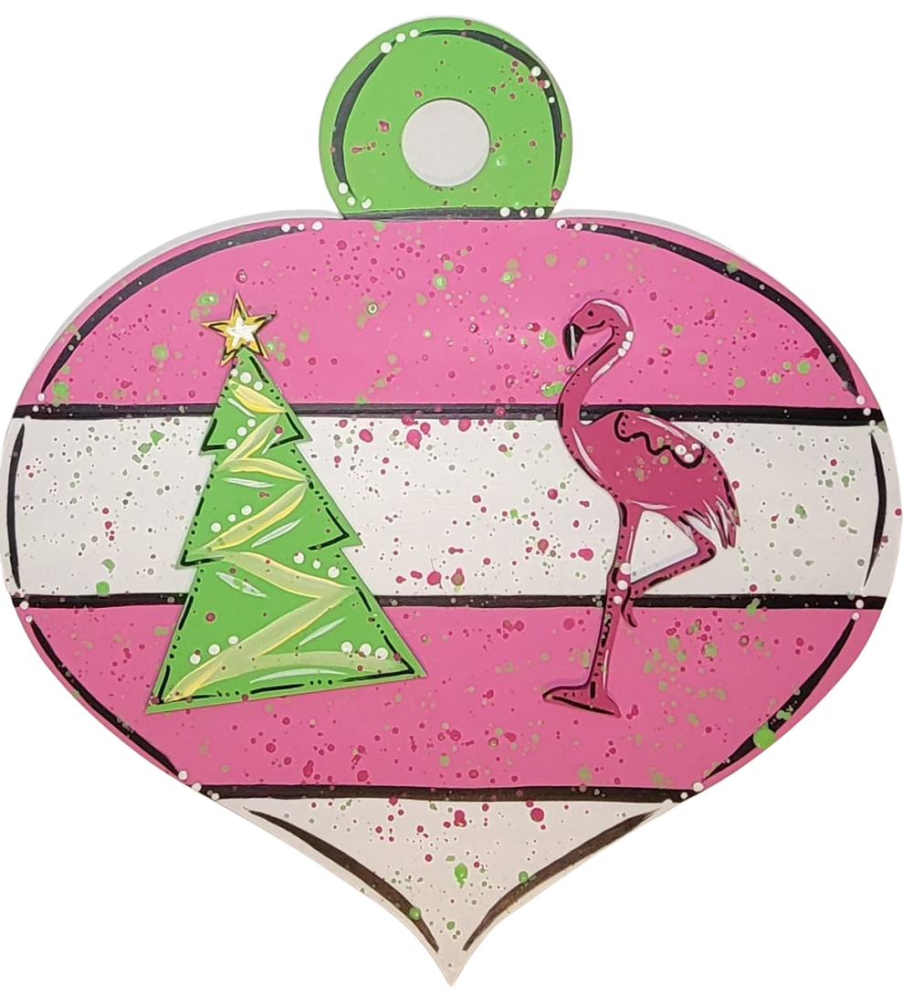 Design By Line Ornament MDF Cutout Flamingo On One Leg With Pine Tree Silhouette - Unfinished For DIY